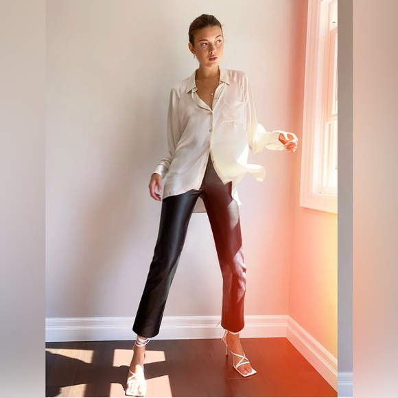 New Aritzia Wilfred Boyfriend Button-up Satin Shirt Relaxed Business Casual XS - Picture 5 of 9